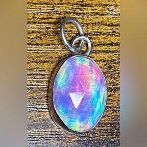 SOLD! 37.30 ct Natural Aurora Opal Set in 925 Sterling Silver Oval Pendant